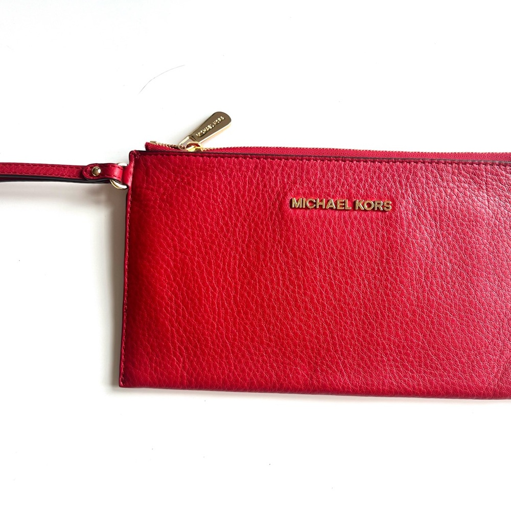 Michael Kors Red and Gold Leather Pouch